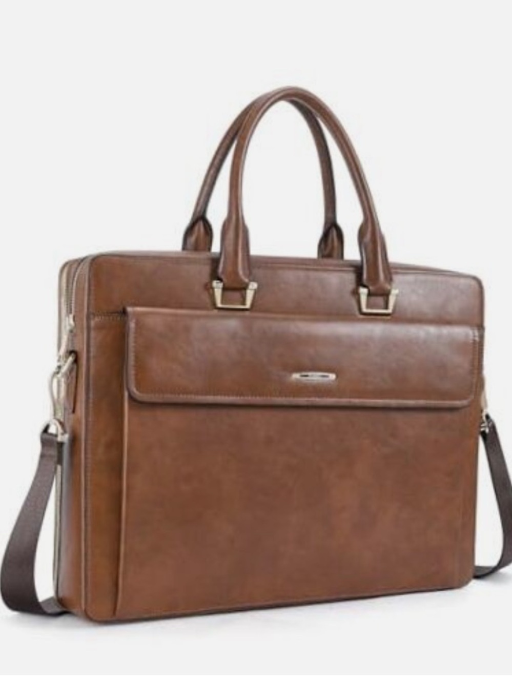 Cluci Briefcase Oil Wax Leather‎ Business 15.6 Inch Laptop Vintage Brown